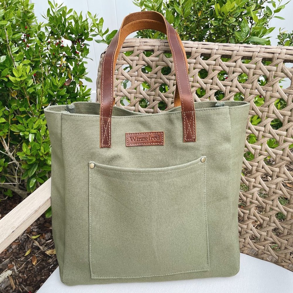 Green Canvas Tote Bag | "The Rosemary"